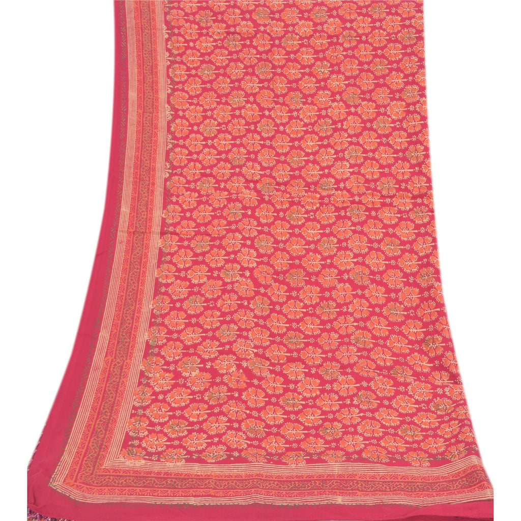 Sanskriti Vintage Red Dupatta Long Stole Pure Cotton Printed Premium Wrap Hijab