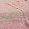 Sanskriti Vintage Long Dupatta/Stole Cream Hand Embroidery Chikankari Pure Silk