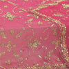 Sanskriti Vintage Long Dupatta/Stole Georgette Pink Zari Hand Beaded Scarf Veil