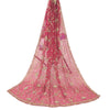 Sanskriti Vintage Long Dupatta/Stole Georgette Pink Zari Hand Beaded Scarf Veil