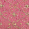 Sanskriti Vintage Long Dupatta/Stole Georgette Pink Zari Hand Beaded Scarf Veil