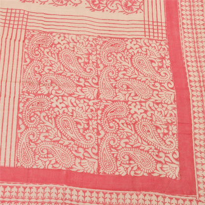 Sanskriti Vintage Pink Dupatta Long Stole Art Silk Printed Premium Wrap Scarves