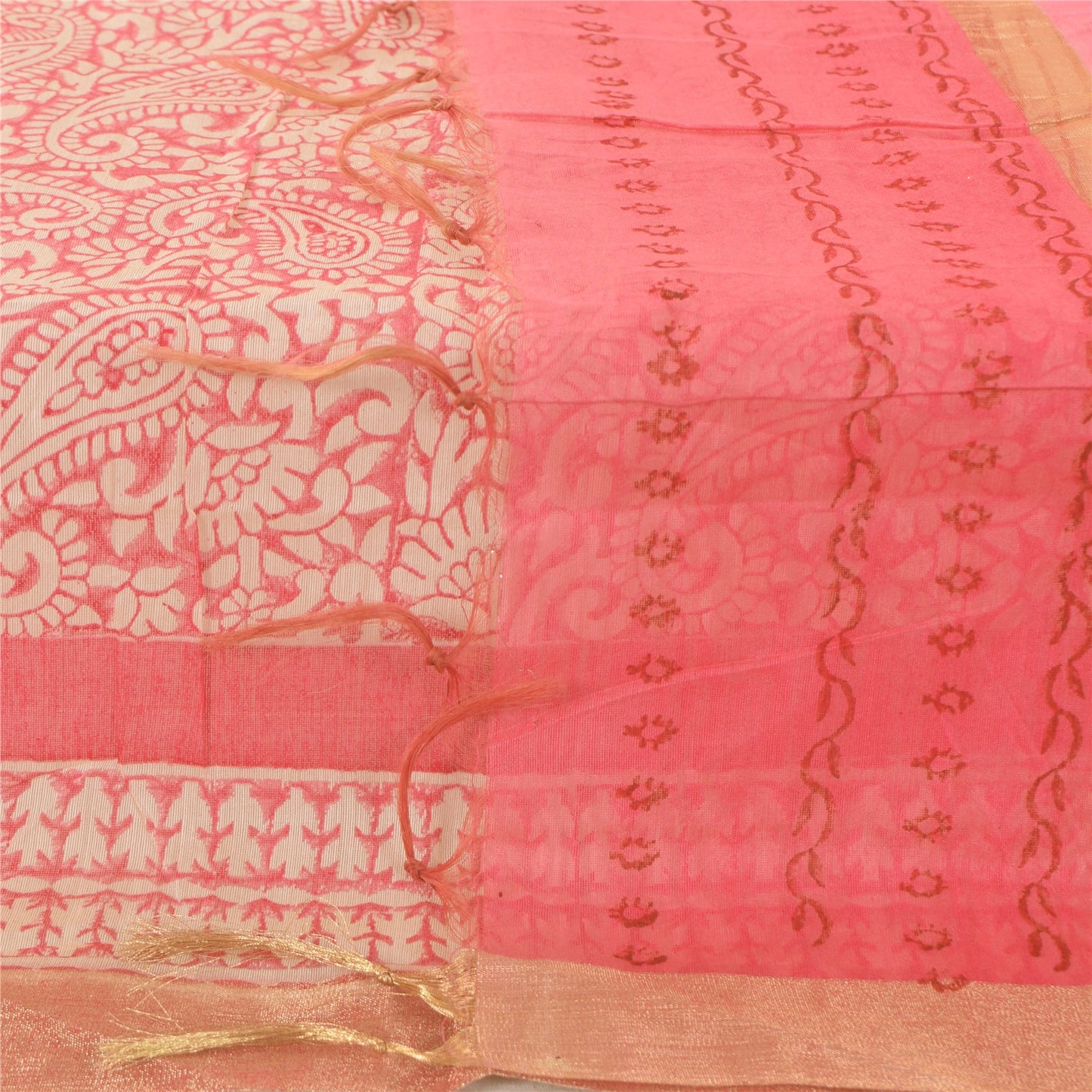 Sanskriti Vintage Pink Dupatta Long Stole Art Silk Printed Premium Wrap Scarves