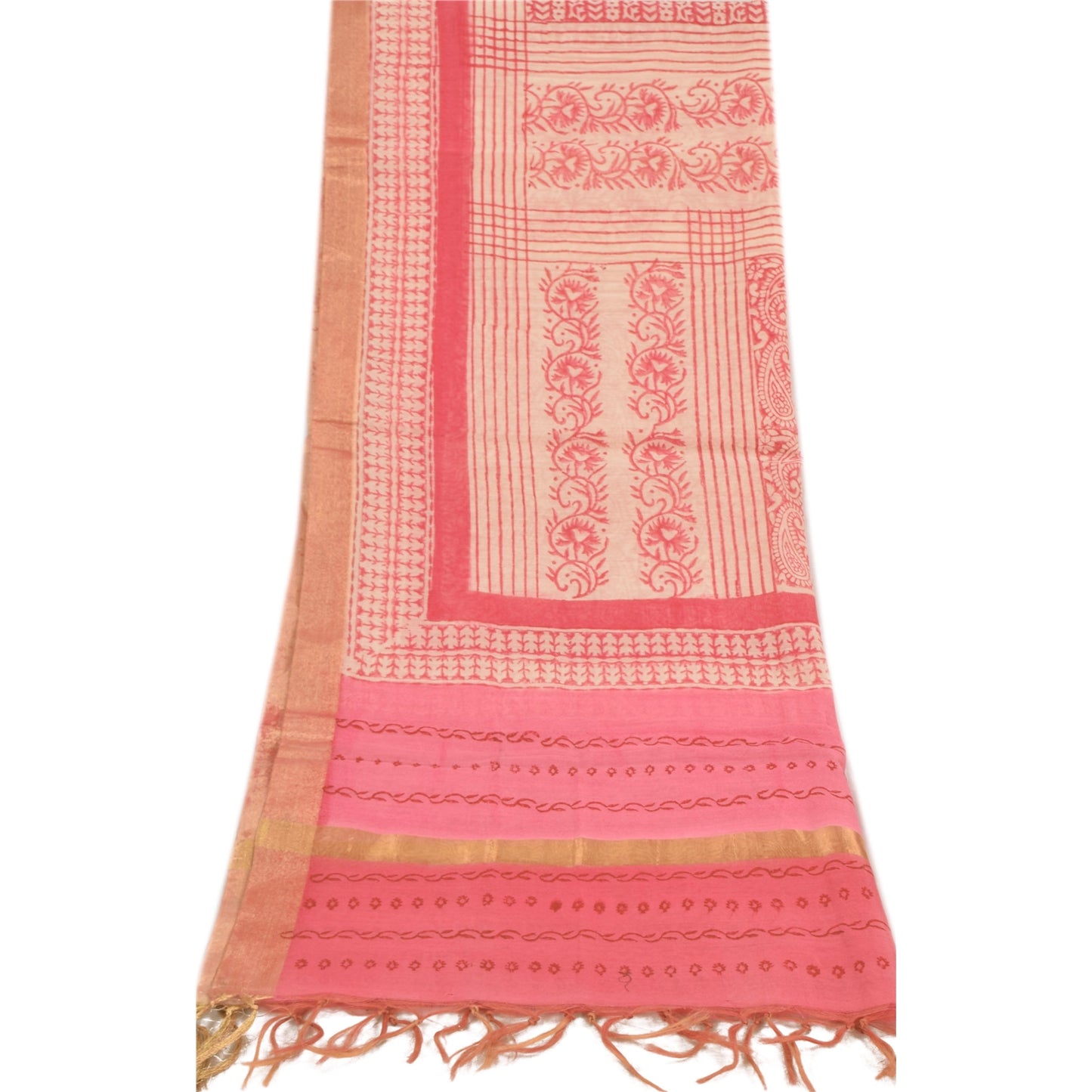 Sanskriti Vintage Pink Dupatta Long Stole Art Silk Printed Premium Wrap Scarves