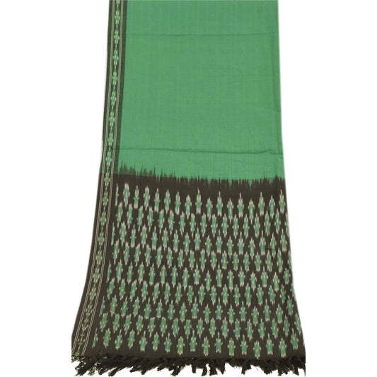 Sanskriti Vintage Black/Green Dupatta Long Stole Pure Cotton Woven Premium Veil