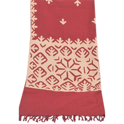 Sanskriti Vintage Red   Dupatta Long Stole Pure Cotton Applique Premium Scarves