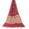 Sanskriti Vintage Red   Dupatta Long Stole Pure Cotton Applique Premium Scarves