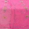 Sanskriti Vintage Pink Dupatta Long Stole Pure Georgette Hand Beaded Wrap Hijab