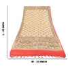 Sanskriti Vintage Ivory Dupatta Long Stole Pure Cotton Woven Printed Wrap Veil