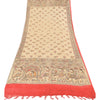 Sanskriti Vintage Ivory Dupatta Long Stole Pure Cotton Woven Printed Wrap Veil