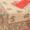 Sanskriti Vintage Ivory Dupatta Long Stole Pure Cotton Woven Printed Wrap Veil