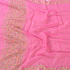 Sanskriti Vintage pink Dupatta Long Stole Pure Georgette Hand Beaded Wrap Hijab