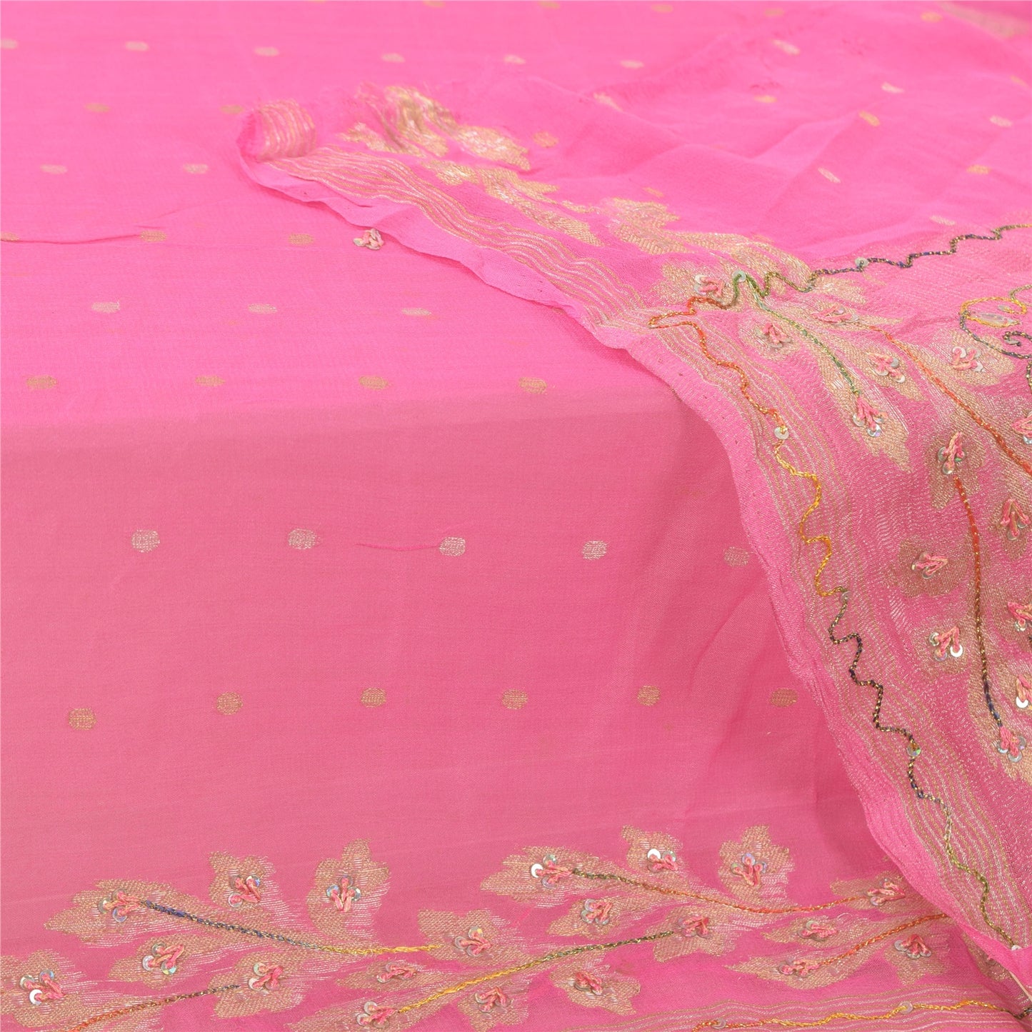 Sanskriti Vintage pink Dupatta Long Stole Pure Georgette Hand Beaded Wrap Hijab