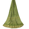 Sanskriti Vintage Long Dupatta/Stole Bandhani Print Green Cotton Silk Scarf Veil