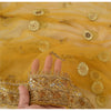 Sanskriti Vintage Yellow Dupatta Long Stole Net Mesh Hand Beaded Ethnic Scarves