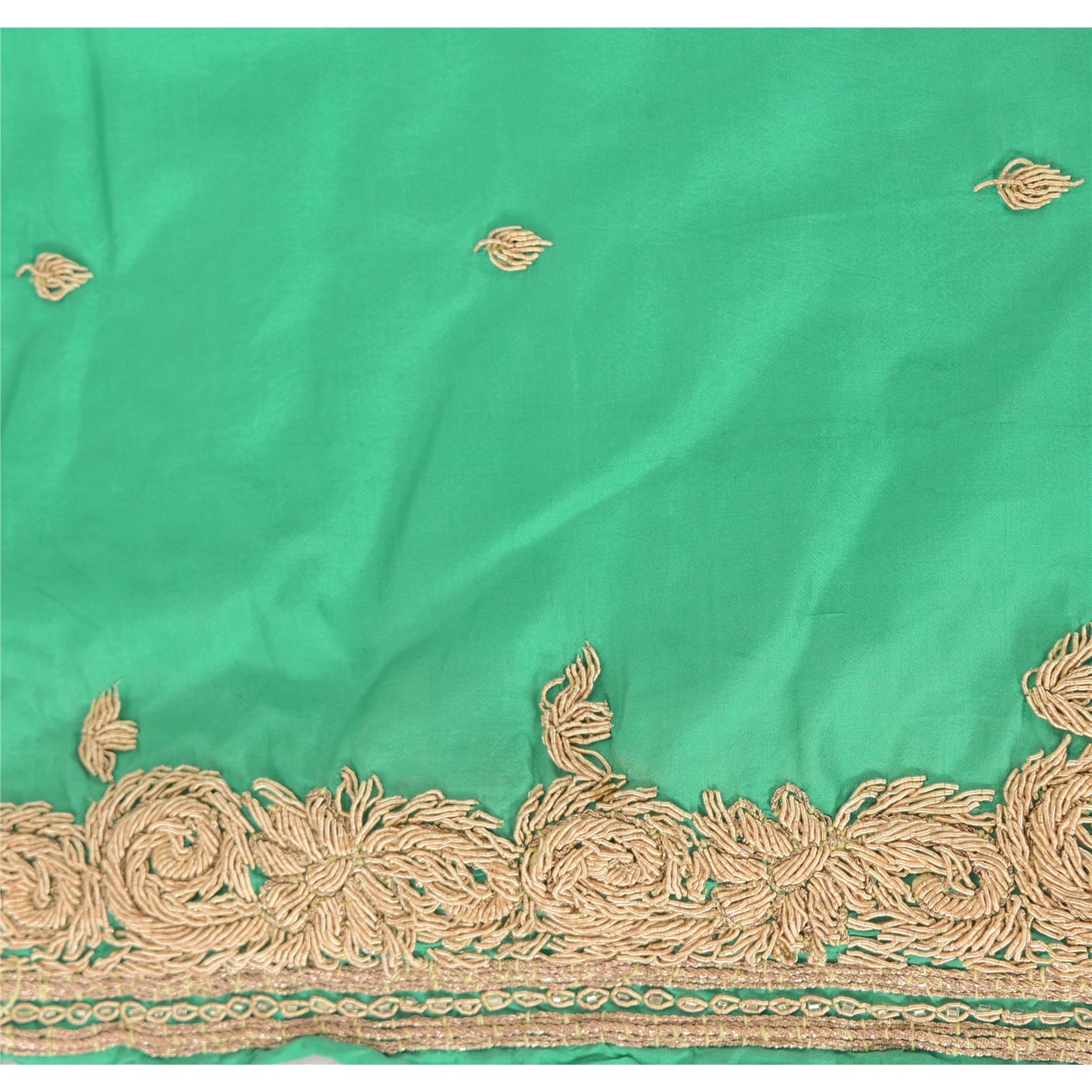 Sanskriti Vintage Seafoam Green Dupatta Long Stole Pure Silk Hand Beaded Scarves