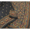 Sanskriti Vintage Black Indian Sarees 100% Pure Silk Handmade Kantha Sari Fabric