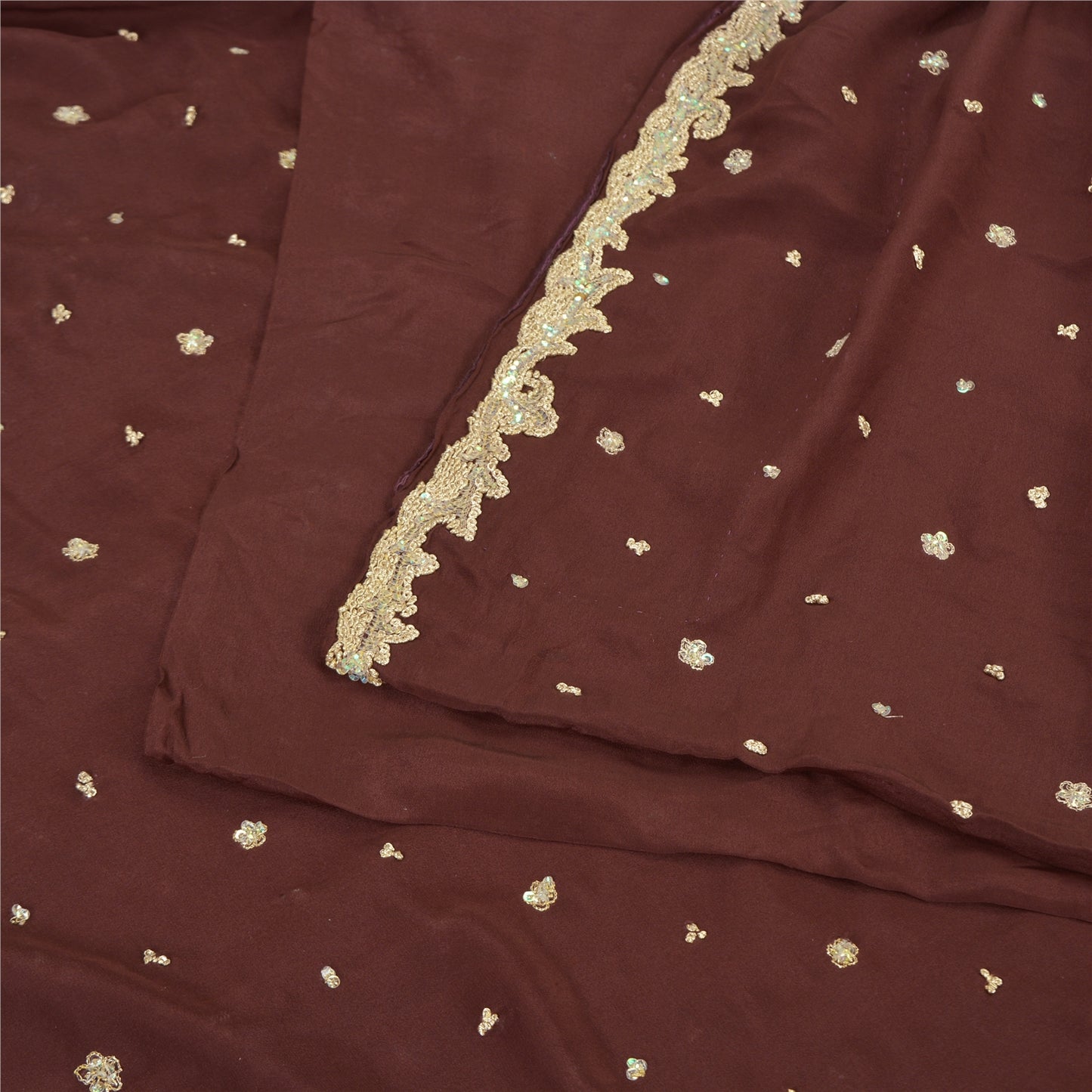 Sanskriti Vintage Burgundy Sarees Pure Crepe Silk Hand Beaded Ethnic Sari Fabric