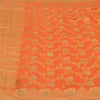 Sanskriti Vintage Orange Sarees Pure Georgette Silk Hand Woven Sari Craft Fabric