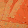 Sanskriti Vintage Orange Sarees Pure Georgette Silk Hand Woven Sari Craft Fabric