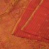 Sanskriti Vintage Red Sarees Pure Silk Brocade/Banarasi Hand Woven Sari Fabric