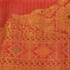 Sanskriti Vintage Red Sarees Pure Silk Brocade/Banarasi Hand Woven Sari Fabric