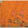 Sanskriti Vintage Mustard Sarees Pure Georgette Silk Embroidered Sari 5Yd Fabric