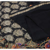 Sanskriti Vintage Indian Black Sarees Pure Silk Hand Beaded Ethnic Sari Fabric