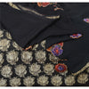 Sanskriti Vintage Indian Black Sarees Pure Silk Hand Beaded Ethnic Sari Fabric