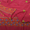 Sanskriti Vintage Fuchsia Sarees Pure Georgette Hand Embroidered Sari 5yd Fabric