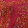 Sanskriti Vintage Fuchsia Sarees Pure Georgette Hand Embroidered Sari 5yd Fabric