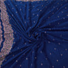 Sanskriti Vintage Blue Sarees Pure Silk Hand Beaded Ethnic Sari 5yd Craft Fabric