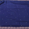 Sanskriti Vintage Blue Sarees Pure Crepe Silk Embroidered Sari 5yd Craft Fabric