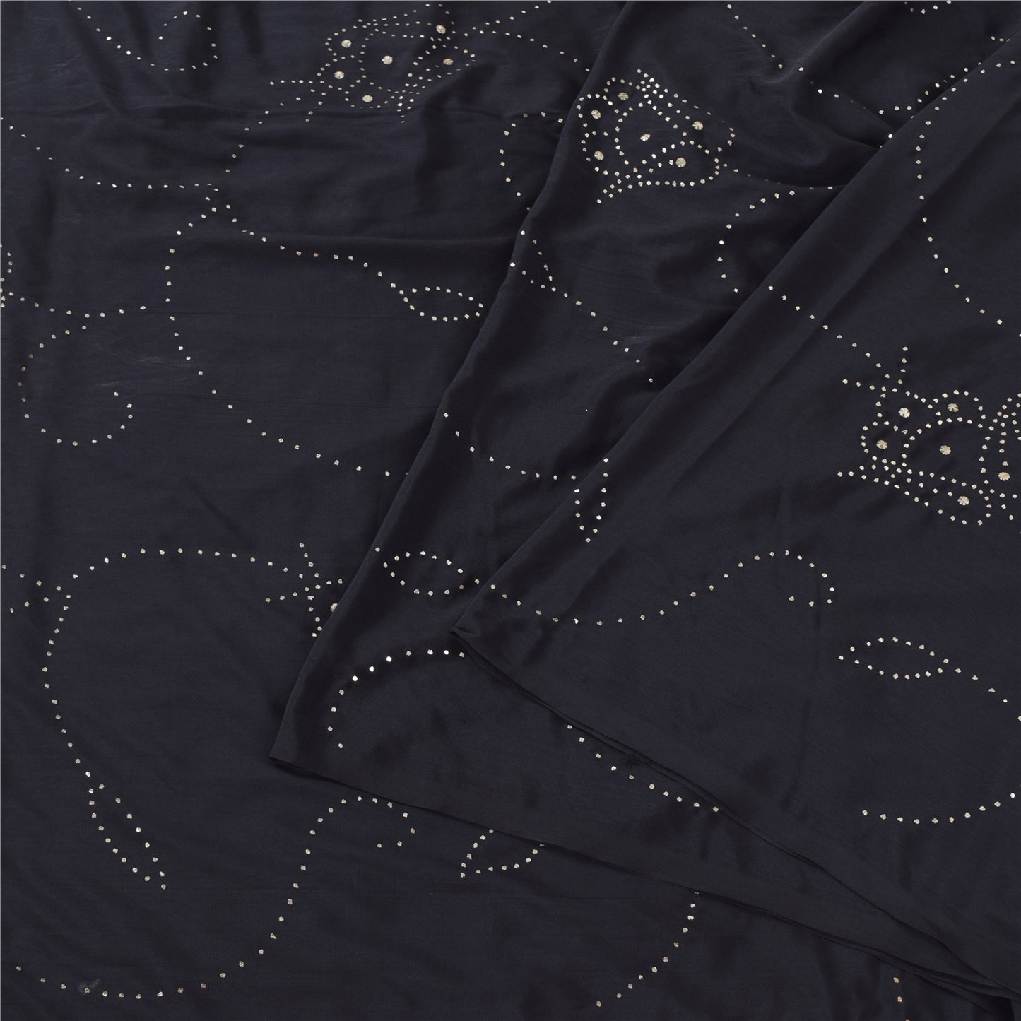 Sanskriti Vintage Indian Black Sarees Art Silk Mukiesh Premium Sari Craft Fabric