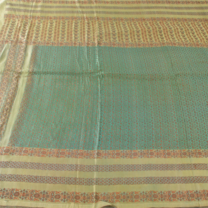 Sanskriti Vintage Green/Yellow Sarees Pure Silk Woven Premium Sari Craft Fabric