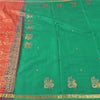 Sanskriti Vintage Red/Green Sarees Pure Silk Woven Premium Sari 5yd Craft Fabric