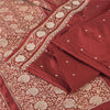 Sanskriti Vintage Red Sarees Pure Silk Hand Woven Premium Sari 5yd Craft Fabric