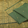 Sanskriti Vintage Green Sarees Pure Silk Brocade Woven Ethnic Sari Craft Fabric