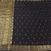 Sanskriti Vintage Indian Black Sarees Pure Silk Woven Ethnic Sari Craft Fabric