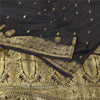 Sanskriti Vintage Indian Black Sarees Pure Silk Woven Ethnic Sari Craft Fabric