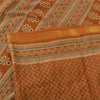 Sanskriti Vintage Sarees Brown Zari Border Pure Cotton Printed Sari Craft Fabric