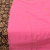 Sanskriti Vintage Sarees Pink/Black Human Printed Pure Cotton Sari Craft Fabric