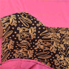 Sanskriti Vintage Sarees Pink/Black Human Printed Pure Cotton Sari Craft Fabric