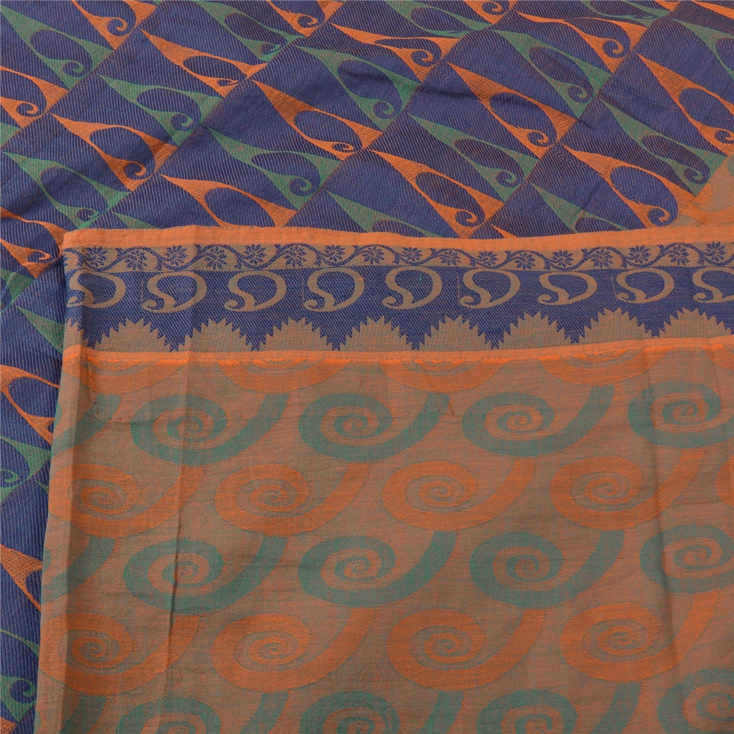 Sanskriti Vintage Sarees Indian Peach Pure Cotton Woven Sari Soft Craft Fabric