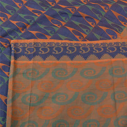 Sanskriti Vintage Sarees Indian Peach Pure Cotton Woven Sari Soft Craft Fabric