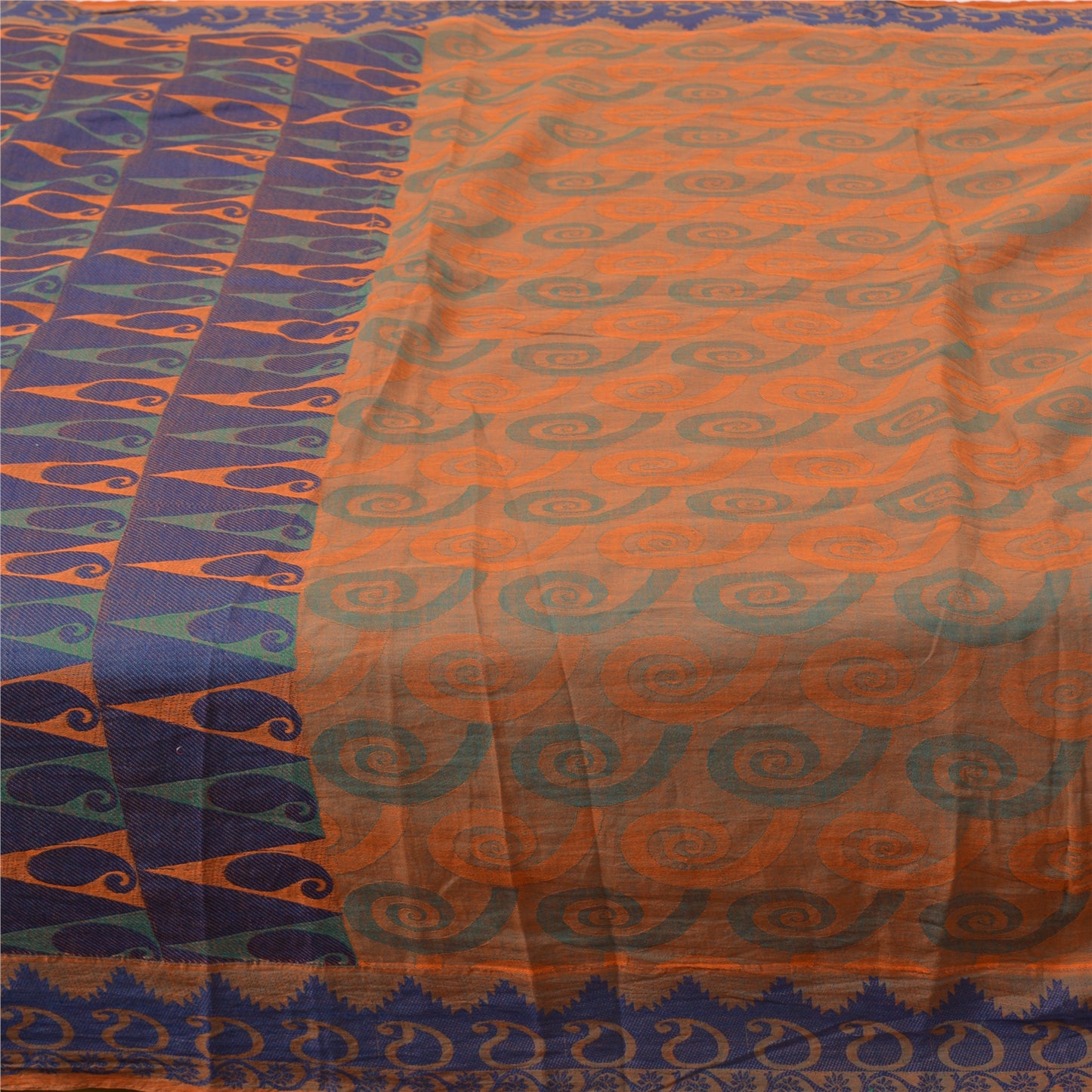 Sanskriti Vintage Sarees Indian Peach Pure Cotton Woven Sari Soft Craft Fabric