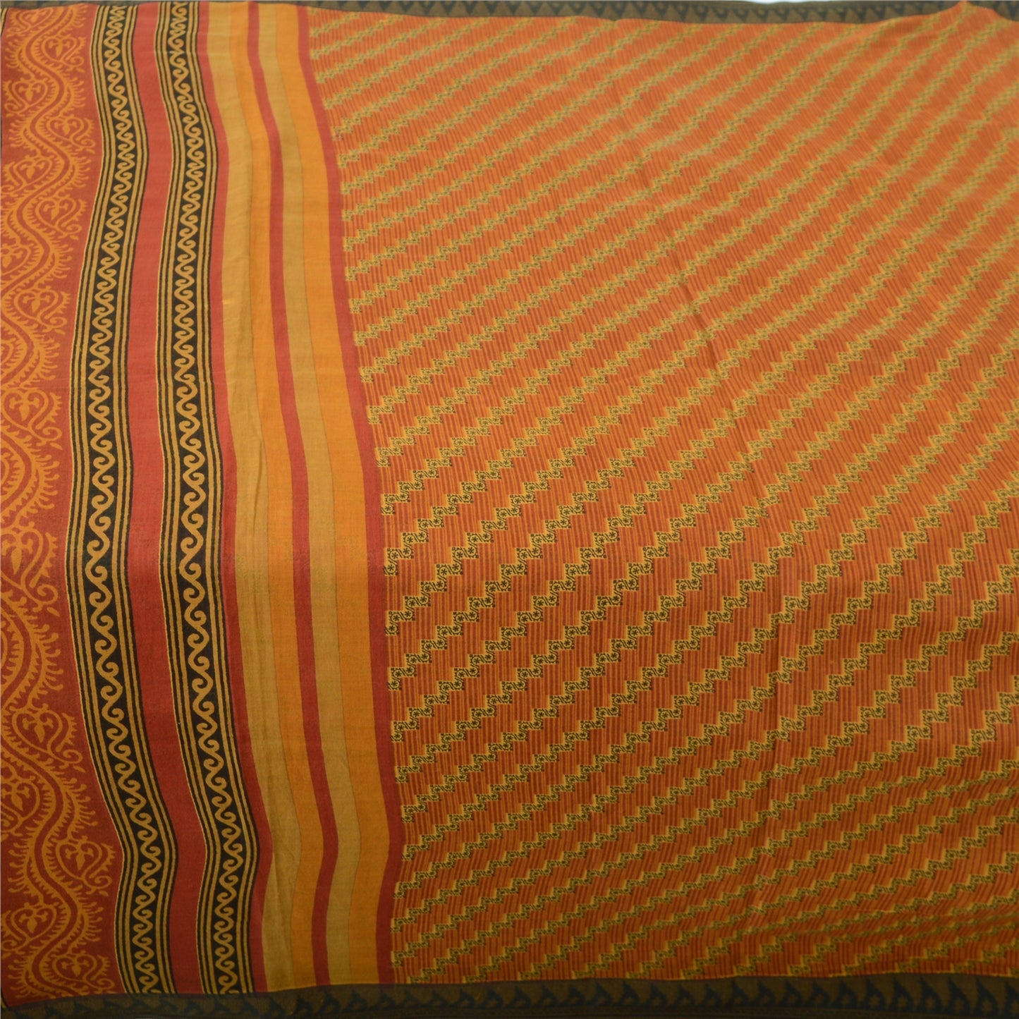 Sanskriti Vintage Sarees Dark Red Pure Cotton Printed Sari 5yd Soft Craft Fabric