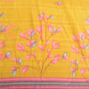 Sanskriti Vintage Sarees Indian Yellow Pure Cotton Printed Sari 5yd Craft Fabric