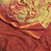 Sanskriti Vintage Sarees Green/Red Bandhani Kota Woven Pure Cotton Sari Fabric