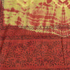 Sanskriti Vintage Sarees Green/Red Bandhani Kota Woven Pure Cotton Sari Fabric